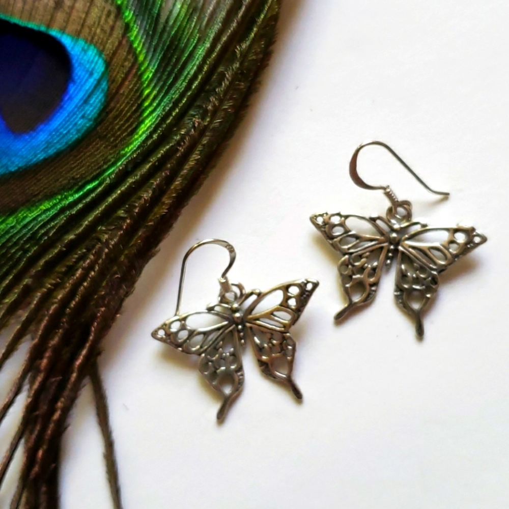 Vintage Sterling silver butterfly earrings 925